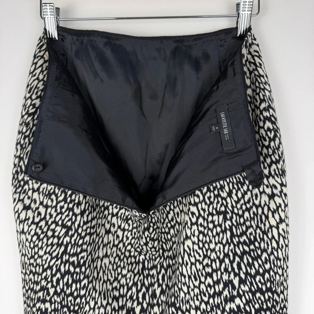 Lafayette 148 New‎ York Leopard Animal Print Pencil Skirt Size 2 Office Siren